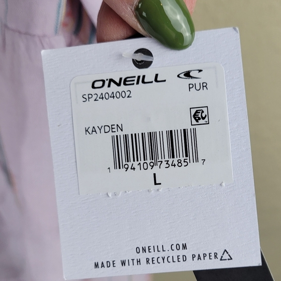 O'Neill Womens Kayden Striped Peplum Camisole Size L Orchid Adjustable Strap NWT - Picture 7 of 10